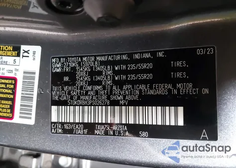 2023 Toyota Highlander Xse z USA, uszkodzony, nr VIN 5TDKDRBH3PS026278